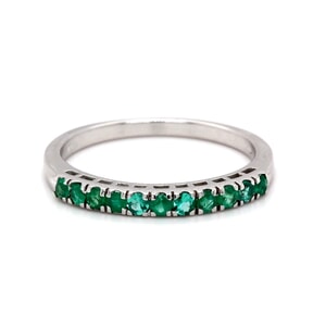 anello veretta con 11 smeraldi